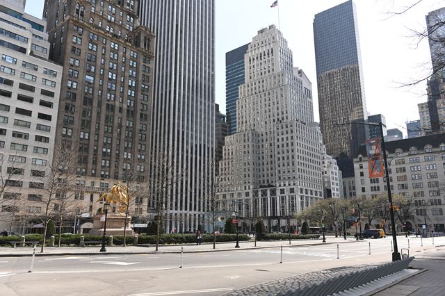 The streets around The Plaza hotel are mostly devoid of commuters and tourists